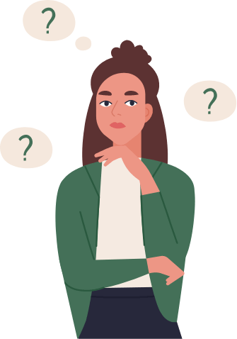 vector image of woman with question marks